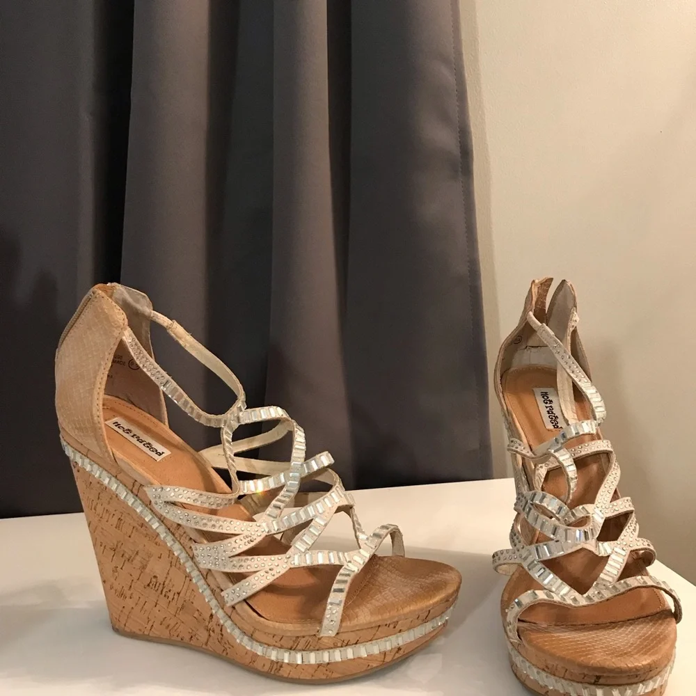 Not Rated Tan Rhinestone Wedges - Picture 2 of 4